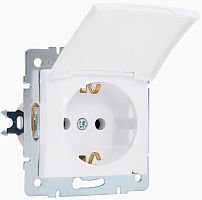 Розетка с заземлением без рамки Lezard Karina 1-м. крышка шторки керамика белый картинка